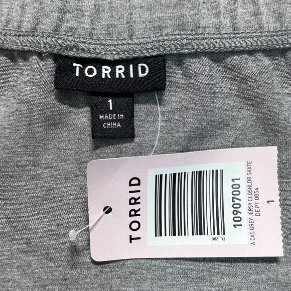 Torrid Skater Dress 1X Gray Off Shoulder Flowy A-Line Jersey Stretch Knit New - Picture 9 of 12